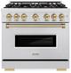 ZLINE Autograph Edition 36" 5.2 cu. ft. Gas Range with 6 Burner DuoPro™ Cooktop and Convection Gas Oven in Satin Stainless Steel and Champagne Bronze Accents -0