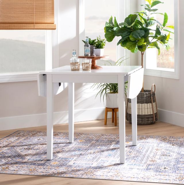 Linon Torino White Square Drop Leaf Table-1