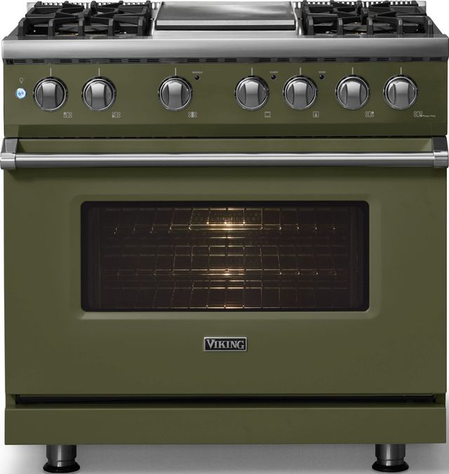 Viking® 5 Series 36" Martini Pro Style Dual Fuel (LP) Range with Polished Chrome Trim-2