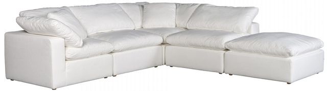 Moe's Home Collection Terra Condo Dream 5-Piece Cream White L-Shaped Modular Sectional and Ottoman-0