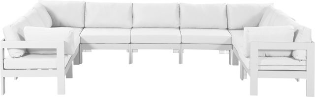 Meridian Furniture Nizuc 9-Piece White Outdoor Patio Modular Sectional Set-0