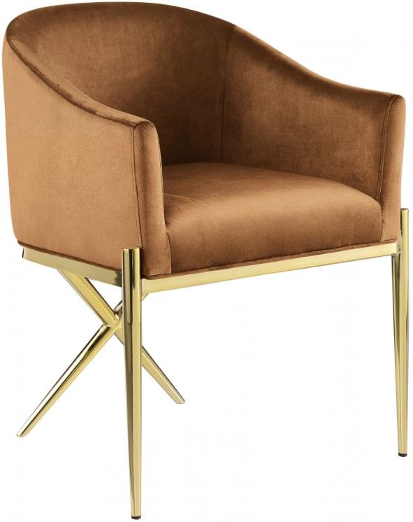 Meridian Furniture Xavier Saddle/Gold Velvet Dining Chair-0