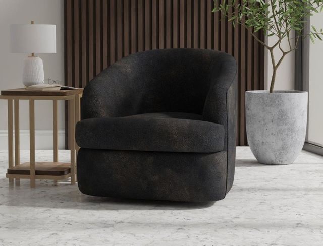 International Furniture Direct Tumbi Black Swivel Accent Chair-2