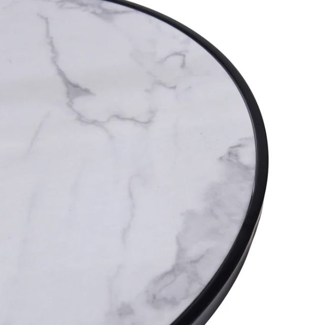 StyleCraft Matte Black Table with White Faux Marble Top Accent-1