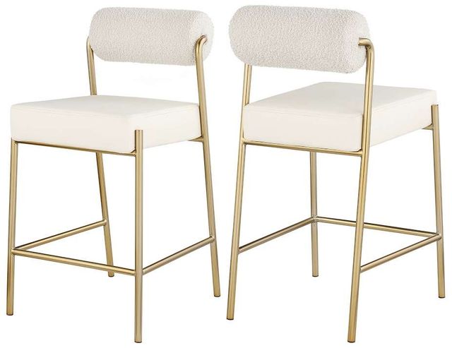 Meridian Furniture Carly Brushed Brass/Cream Counter Stool-3