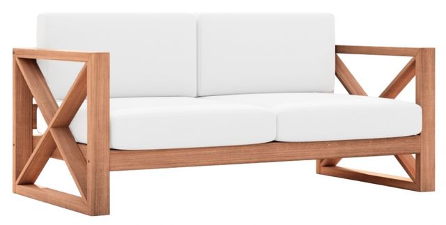 Meridian Furniture Anguilla Off White Fabric Outdoor Accent Loveseat
