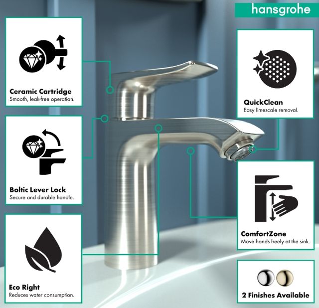 Hansgrohe Metris Brushed Nickel 1.2 GPM Single-Hole Faucet 110 with Pop-Up Drain-3