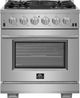 FORNO® Capriasca 30" Stainless Steel Pro Style Gas Range-0
