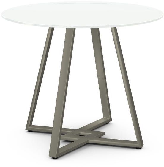 Amisco Customizable Dirk 36" White Glass Top Round Table-0