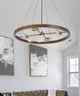 Cal® Lighting & Accessories Hempstead Antique Brass/Wood Cylinder Chandelier-3
