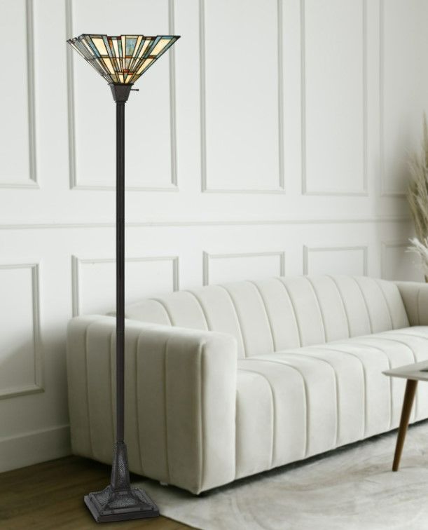 Cal® Lighting & Accessories Tiffany Dark Bronze Torchiere Floor Lamp-3