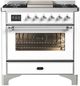 Ilve® Majestic III 36'' White Pro Style Dual Fuel Natural Gas Range with Triple Glass Door and Chrome Trim-0