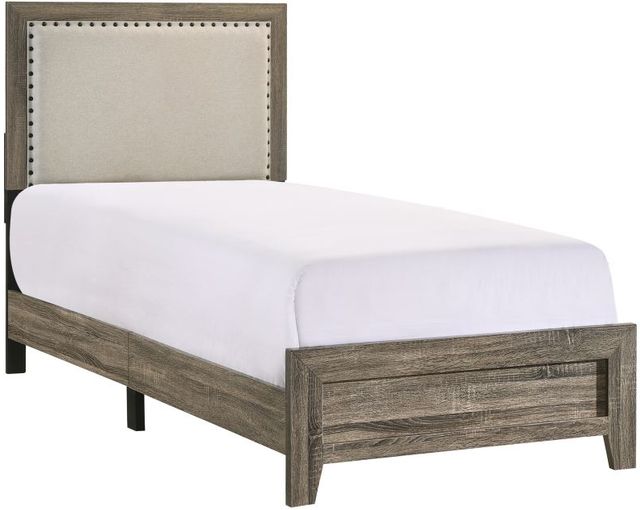 Crown Mark Millie Gray Twin Upholstered Panel Bed-0