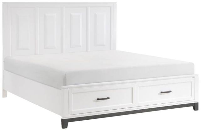 Homelegance® Garretson Metallic Gray/White Eastern King Panel Bed with Footboard Storage-0
