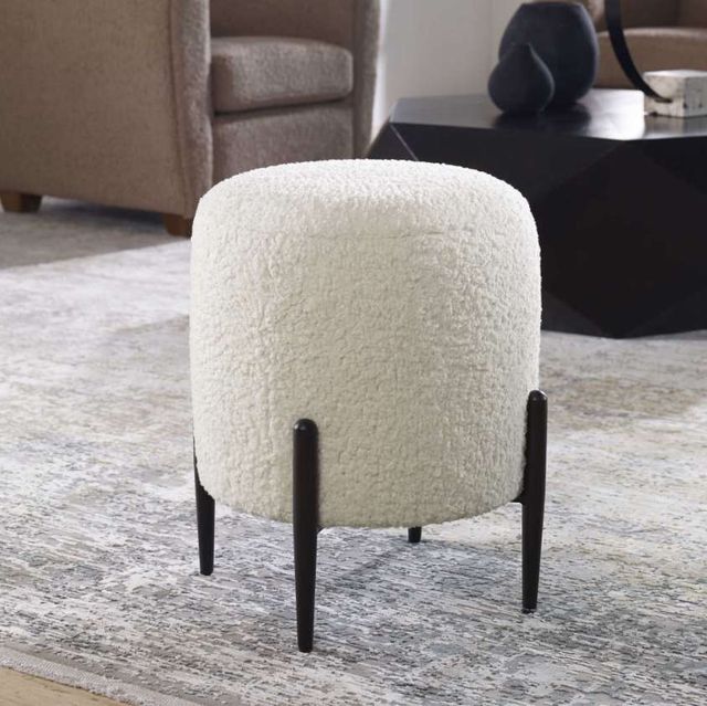 Uttermost® Arles White Shearling Ottoman-1