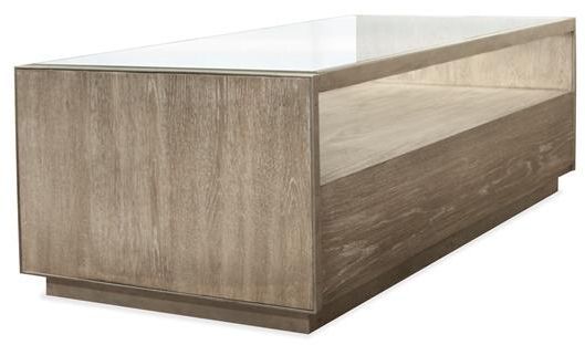 Riverside Furniture Sophie Glass Top Rectangular Coffee Table with Natural Base-2