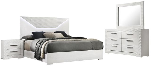 Coaster® Ives 4-Piece White High Gloss Queen Panel Bedroom Set-0