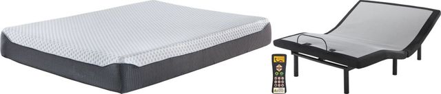 Sierra Sleep® by Ashley® Chime Elite 2-Piece 10" Memory Foam and Best Adjustable Base Queen Mattress Set-0