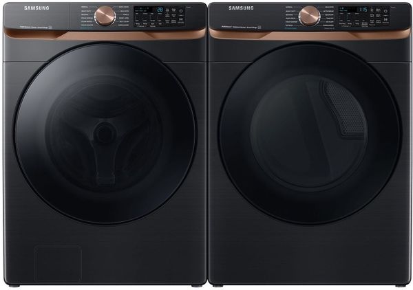 Samsung Brushed Black Front Load Washer Electric Dryer Laundry Pair