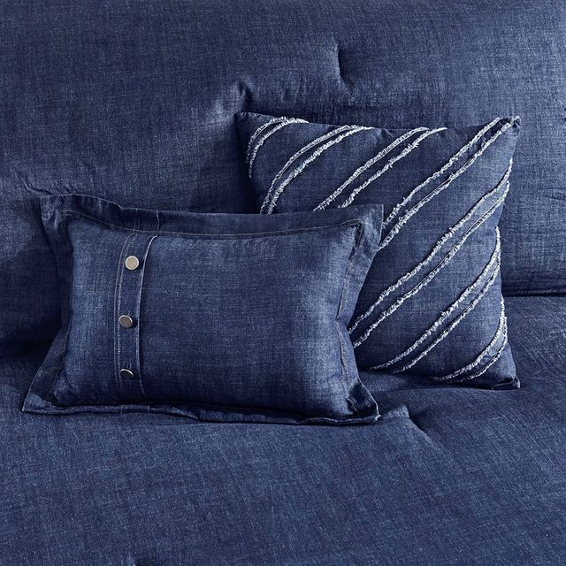 Olliix by Woolrich Blue Queen Perry Oversized Denim Comforter Set-3