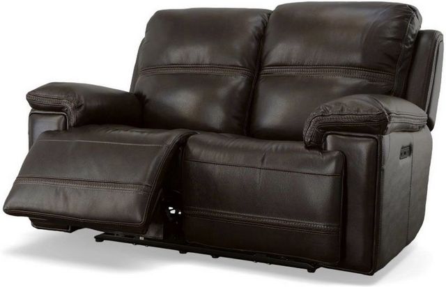 Flexsteel® Fenwick Dark Brown Power Reclining Loveseat with Power Headrests-2