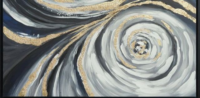 Classy Art Style 20 Hand Painted Textured Canvas with Foil Wall Art -1
