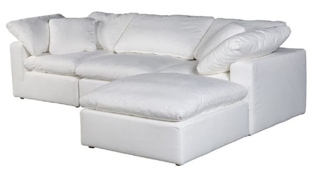 Moe's Home Collection Terra Condo Lounge 4-Piece Cream White L-Shaped Modular Sectional and Ottoman-2
