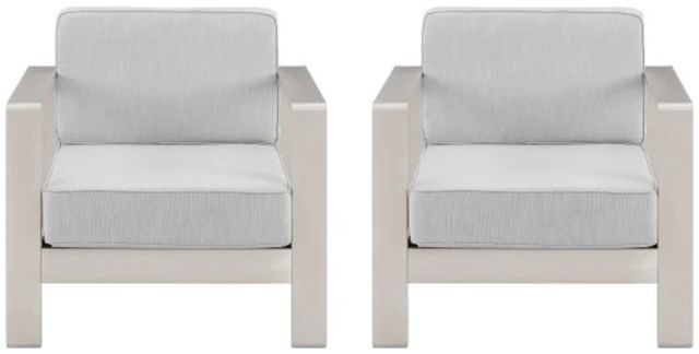 Linon Key Largo 2-Piece Gray Aluminum/Fabric Outdoor Chairs-2