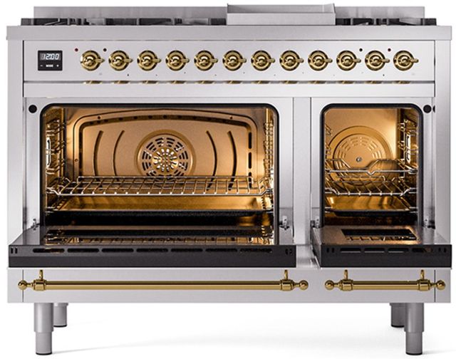 Ilve® Nostalgie II Series 48" Stainless Steel Pro Style Dual Fuel Range-1