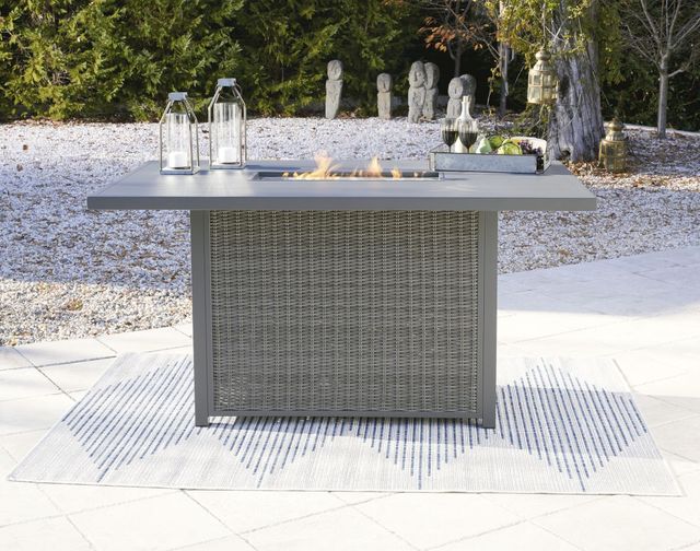 Signature Design by Ashley® Palazzo Gray Outdoor Bar Table with Fire Pit-4
