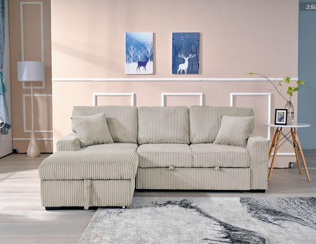 Milton Greens Stars 2-Piece Taupe Left Hand Facing Pull Out Bed Sectional and Storage Chaise-3