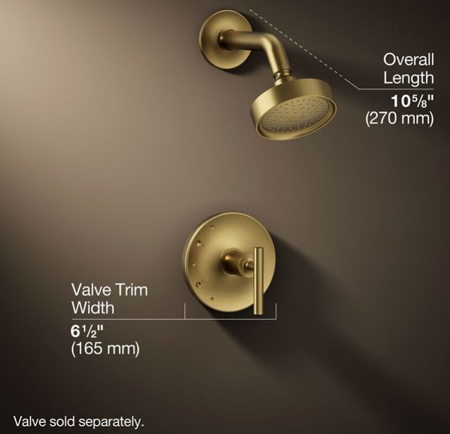 KOHLER® Purist® Rite-Temp® Vibrant Brushed Moderne Brass 2.5 GPM Shower Trim Kit with Lever Handle-2