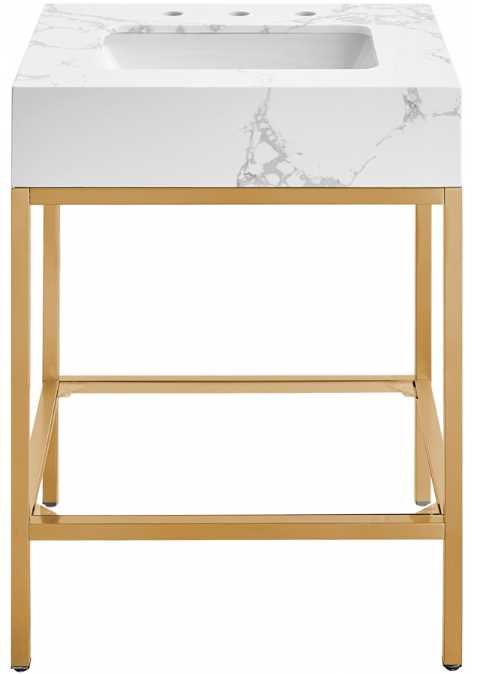 Meridian Furniture Marmo White/Brushed Brass 24" Bathroom Vanity-1