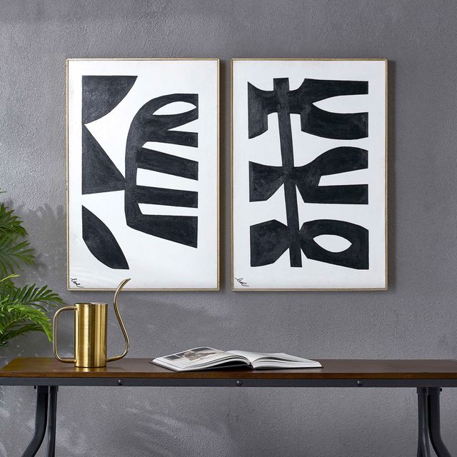 Renwil® Rockwell Set of 2 Black and White Paintings-1