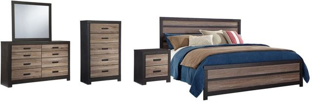 Signature Design by Ashley® Harlinton 5-Piece Charcoal/Warm Gray King Panel Bed Set-0