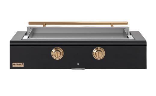 Caliber™ Rockwell Social 48" Matte Black Built-In Natural Gas Outdoor Griddle with Gold Hardware-0
