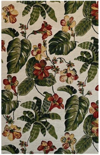 KAS Rugs Cove Ivory Tropical Island 5'x8' Area Rug-0