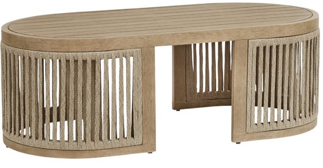 Signature Design by Ashley® Vision Lane Beige Wooden Outdoor Cocktail Table-0