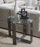 Magnussen Home® Holden Glass Top Rectangular End Table with Aged Pewter Base-1