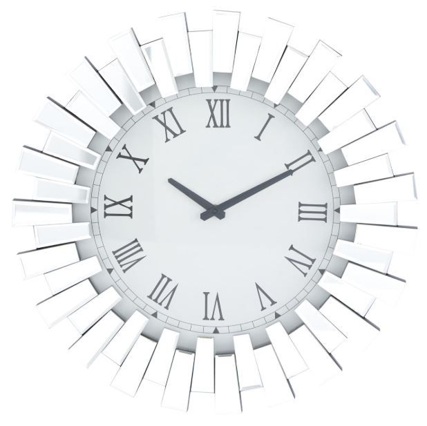 Deco Marche U Select Silver Glass Starburst Mirrored Wall Clock-0