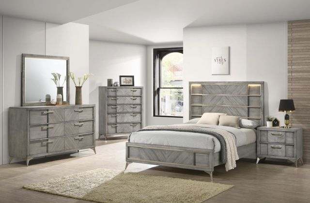 Bernards Aries Gray King Panel Bed-1