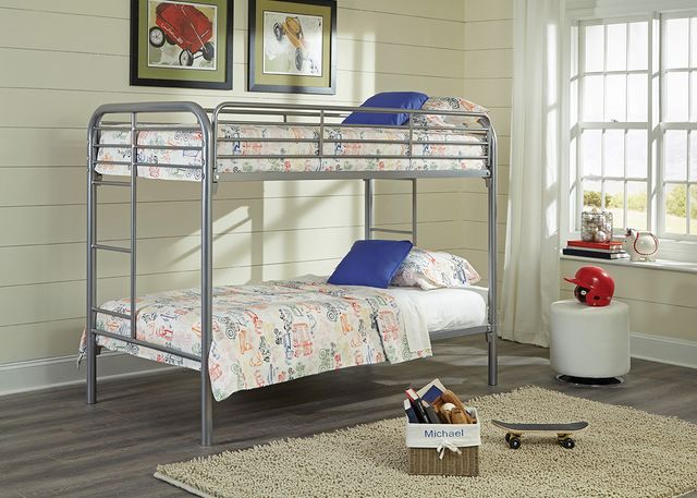 Nationwide Furniture Distributors Grey Twin/Twin Metal Bunkbed-0