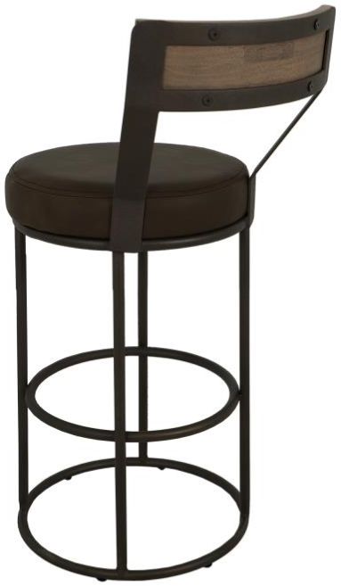 International Furniture Direct Xel-Ha Dark Hay Brown/Blacksmithing Black/Brown 30" Barstool-3
