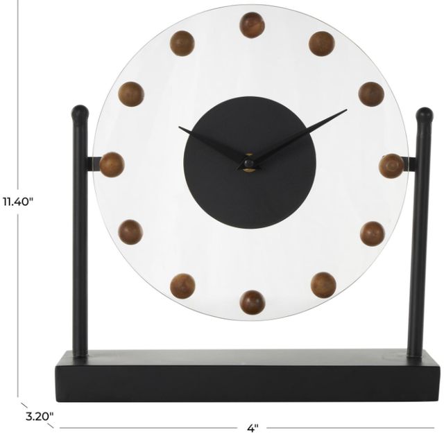 Deco Marche Black Acrylic Face Clock with Wood Ball Accents-3