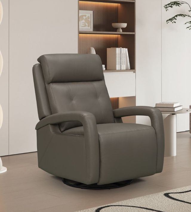 BarcaLounger® Gilbert Lynn Smokey Gray Leather Power Swivel Glider Recliner-2