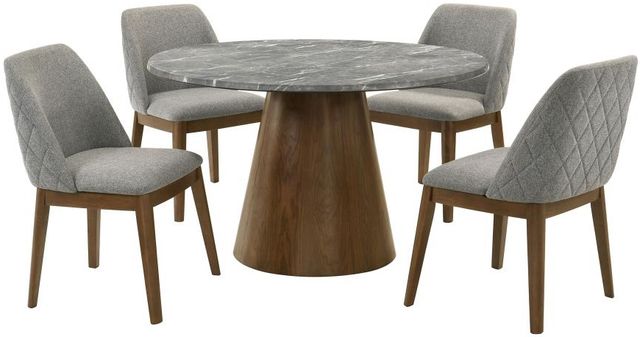 Coaster® Franklin 5-Piece Gray/Dark Oak Round Dining Table Set-0