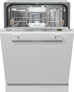 front view of the slightly opened Miele 24" Panel Ready Built-in Dishwasher