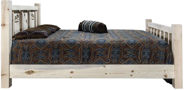 Montana Woodworks® Homestead Clear Lacquer Twin Bed with Laser Engraved Moose Design-2