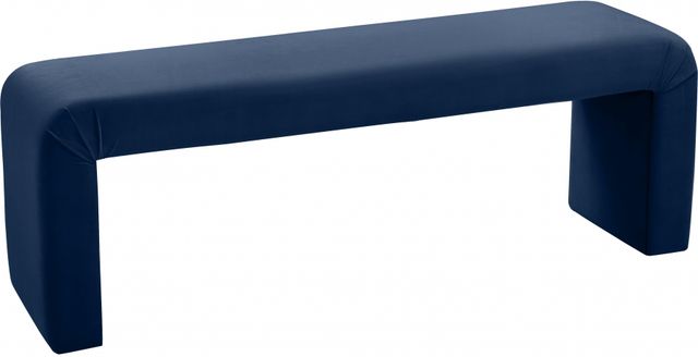Meridian Furniture Minimalist Navy Velvet Bench-0