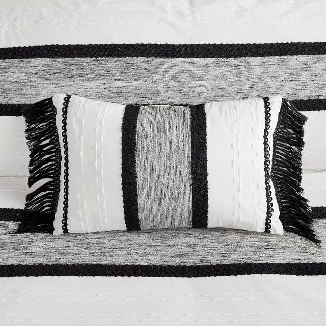 Olliix by INK+IVY Kai Black and White Cotton Oblong Pillow-1